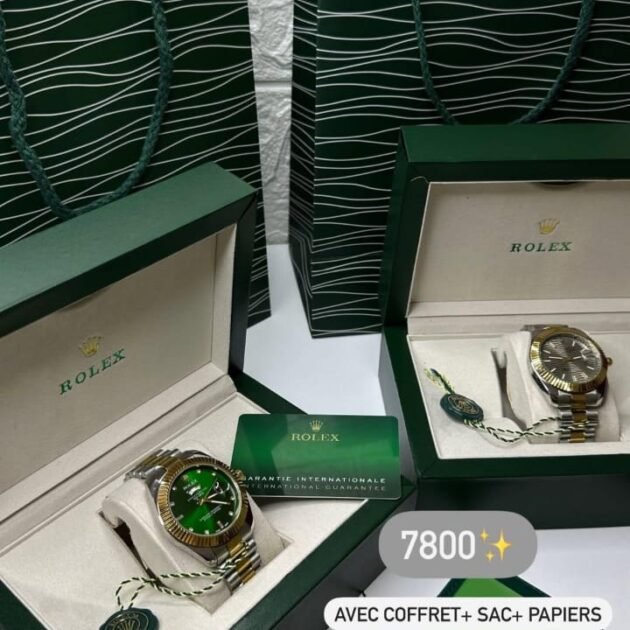 Montre Rolex + boite et sac shopping luxe